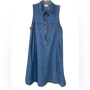 J Gee Sleeveless Chambray Denim Dress S